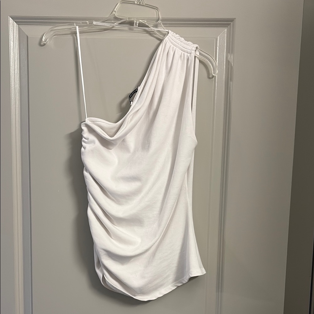 Zara One Shoulder Rouched Top — Large